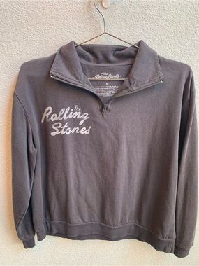 Bravado Men's Charcoal Gray Rolling Stones Quarter-Zip Pullover